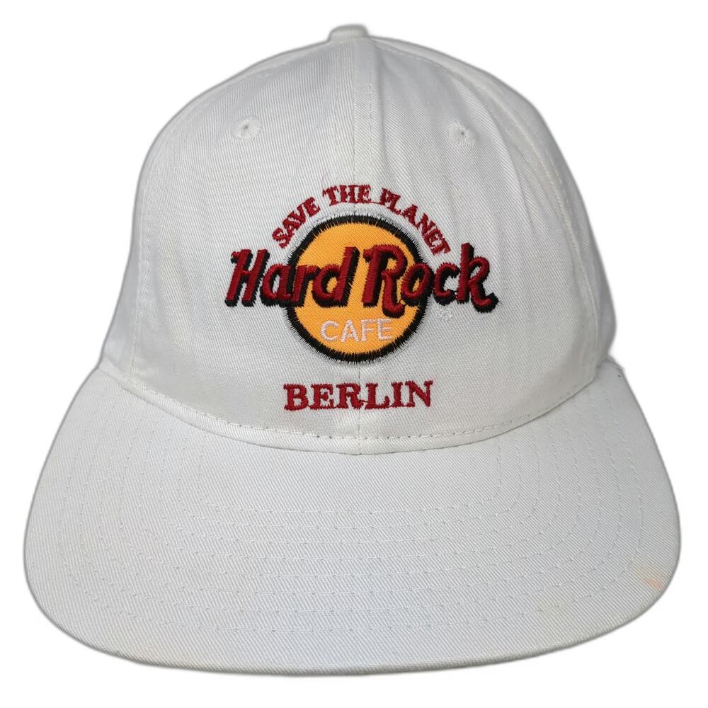 Hard Rock Cafe Berlin Save The Planet Snapback Hat White One Size Cotton Green